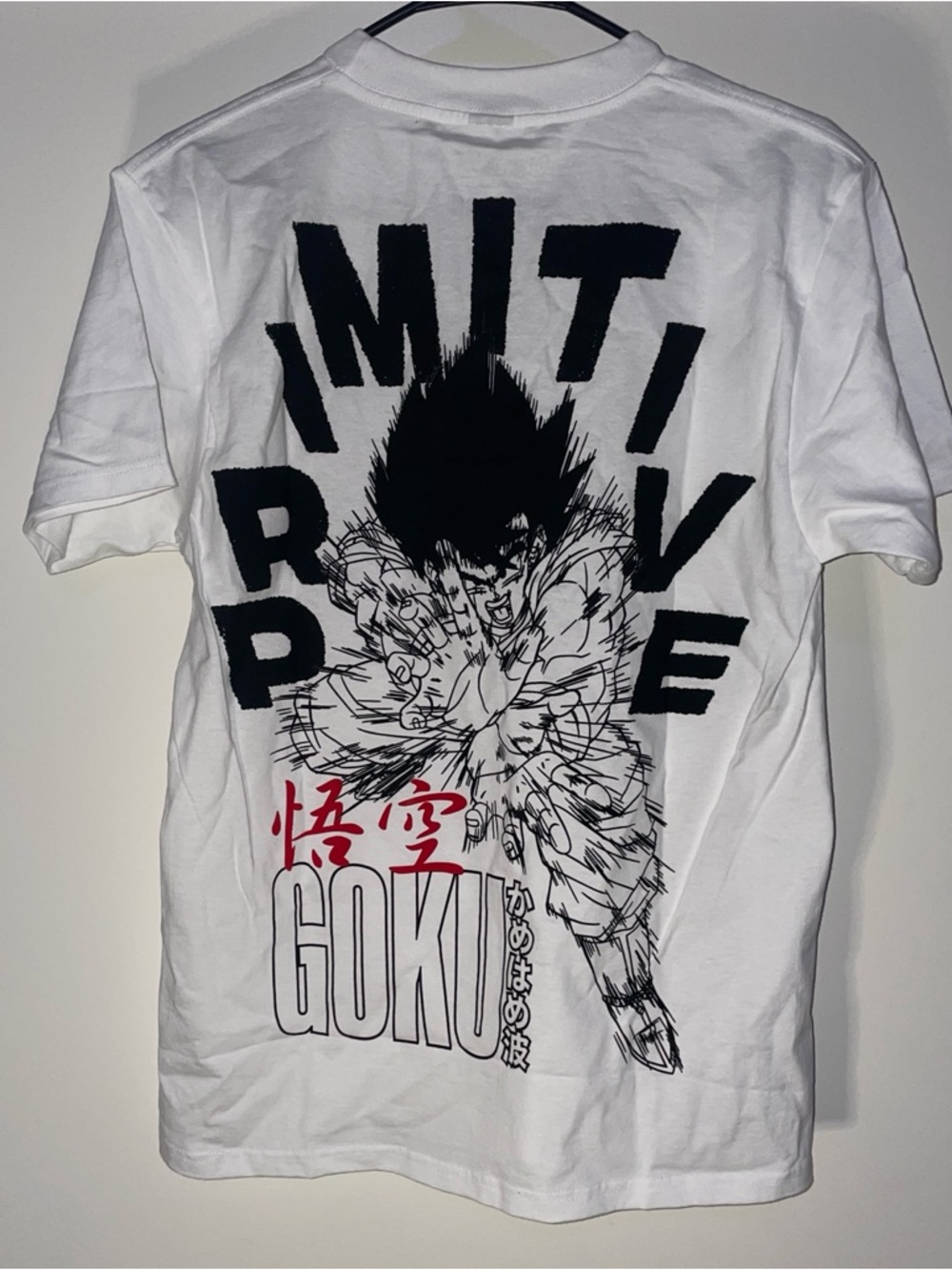 NWT Primitive White Tee with Black and Red Goku Graphic